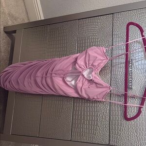 American Threads Pink Ruched Mini Dress